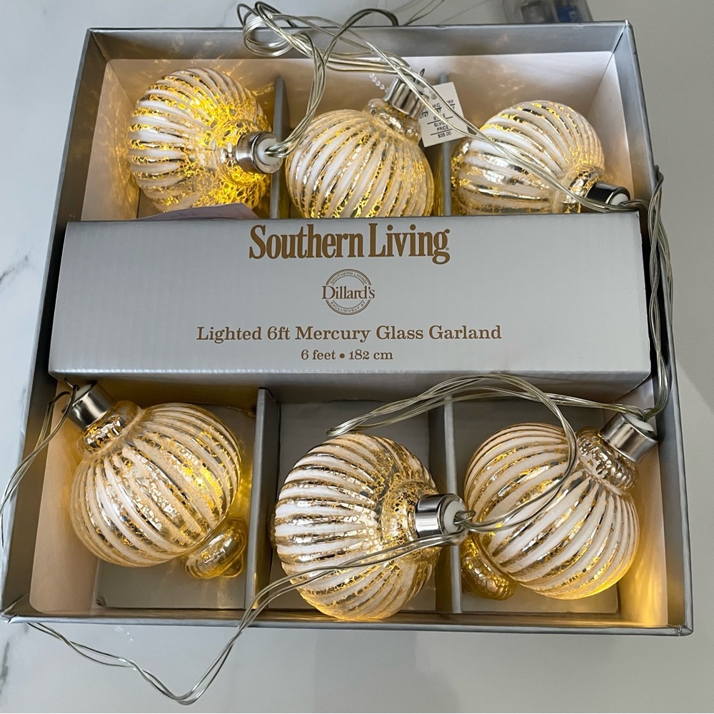 Mercury Glass Lit Garland by Southern Living